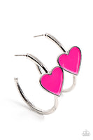 Paparazzi - Kiss Up - Pink Earrings COMING SOON Pre-Order-Lovelee's Treasures-earrings,hoop,hoops,jewelry,pink,standard post fitting
