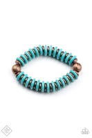 Eco Experience Bracelets-Lovelee's Treasures-bracelets,copper,copper beads,jewelery,rustic copper,stretchy band,turquoise,turquoise discs