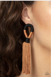 Moroccan Mambo   Earrings-Lovelee's Treasures-brown,cording knots,earrings,jewelery,standard post fitting,tassels