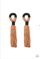 Moroccan Mambo   Earrings-Lovelee's Treasures-brown,cording knots,earrings,jewelery,standard post fitting,tassels