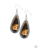 Oasis Sheen   Earrings-Lovelee's Treasures-brown,earrings,jewelery,silver,tiger's eye