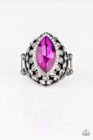 Royal Radiance      Rings-Lovelee's Treasures-blinding finish,jewelery,pink rhinestone,regal marquise,rings,silver,stretchy band,white rhinestones