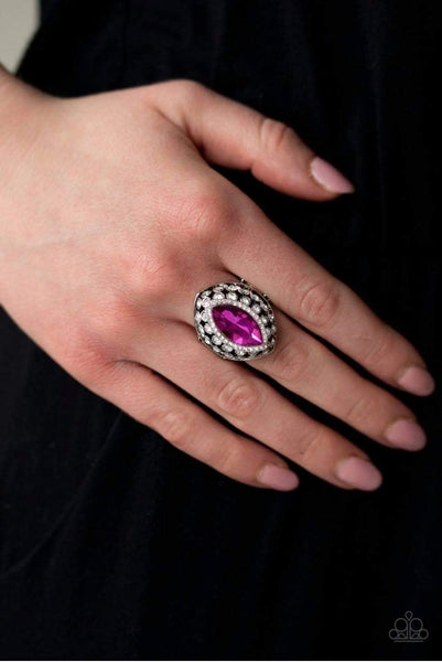 Royal Radiance      Rings-Lovelee's Treasures-blinding finish,jewelery,pink rhinestone,regal marquise,rings,silver,stretchy band,white rhinestones