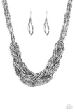 Paparazzi ~ City Catwalk     Necklaces-Lovelee's Treasures-braid,gunmetal,jewelery,necklaces,seed beads,silver