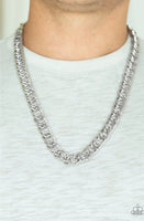Paparazzi ~ Omega - Silver  Necklace Men-Lovelee's Treasures-jewelry,men,necklaces,paparazzi,silver