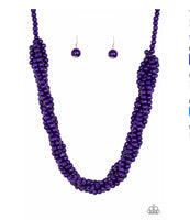 Tahiti Tropic  Necklaces-Lovelee's Treasures-jewelery,necklaces,purple,wooden beads