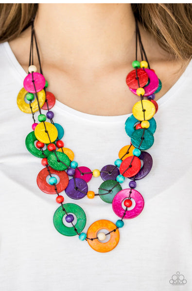 Catalina Coastin - Multi Necklaces-Lovelee's Treasures -multi,multicolored,necklaces,wooden