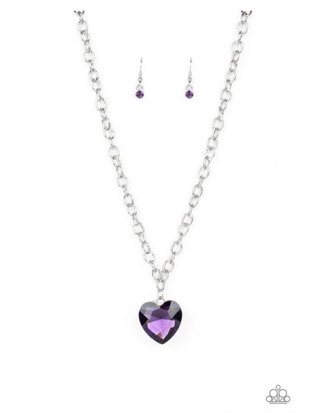 Flirtatiously Flashy - Purple Necklaces-Lovelee's Treasures -necklaces,purple Heart,silver