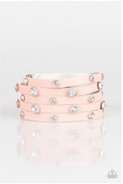 Paparazzi ~ Rhinestone Reputation - Pink Bracelets-Lovelee's Treasures-bracelets,jewelry,pink,white rhinestones