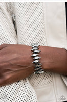 Fiercely Fragmented  Bracelets-Lovelee's Treasures-jewelry,marquise -cut rhinestones,silver,Smokey hematite,stretchy band