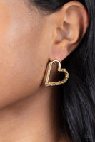 Paparazzi - Cupid, Who? Post  Gold Earrings COMING SOON Pre Order-Lovelee's Treasures-coming soon pre order,Earrings,gold,hearts,jewelry,paparazzi