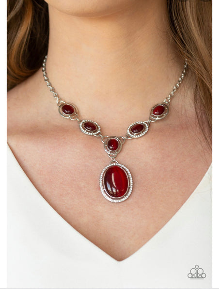 Metro Medallion Red Necklaces-Lovelee's Treasures -