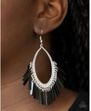 Fine-Tuned Machine - Black Earrings-Lovelee's Treasures-black,earrings,jewelry,metallic,standard fishhook fitting