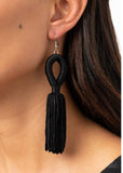 Tassels and Tiaras - Black Earrings-Lovelee's Treasures-black,earrings,jewelry,loops,tassels