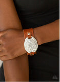 Paparazzi Better Recognize - Brown Bracelets-Lovelee's Treasures-bling,bracelets,brown,jewelry,leather,snap closure