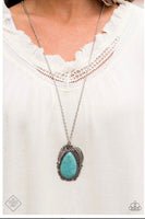Tropical Mirage Necklaces-Lovelee's Treasures -blue,necklaces,palm leaf,scalloped frame,teardrop