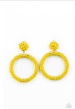 Be All You Can BEAD - Yellow  Earrings-Lovelee's Treasures-earrings,jewelry,new 5/25/21,seed bead,standard post fitting,yellow