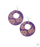 Galapagos Garden Party - Purple Earrings New Arrivals-Lovelee's Treasures-earrings,jewelry,new arrivals 5/6/21,purple,standard fishhook fitting,wood