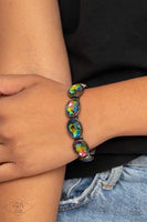 Paparazzi ~ Diva In Disguise - Multi  Black Bracelets   New Arrival-Lovelee's Treasures-bracelets,jewelry,multicolored,new arrival,oil spill,stretchy band