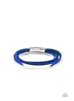 Paparazzi ~ High-Strung Style - Blue Bracelets New Arrivals-Lovelee's Treasures-blue,blue leather,bracelets,hammered silver frame,jewelry,metallic