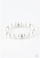 Exquisitely Elite - white Bracelets-Lovelee's Treasures-bracelets,jewelry,pearls,stretchy band,white