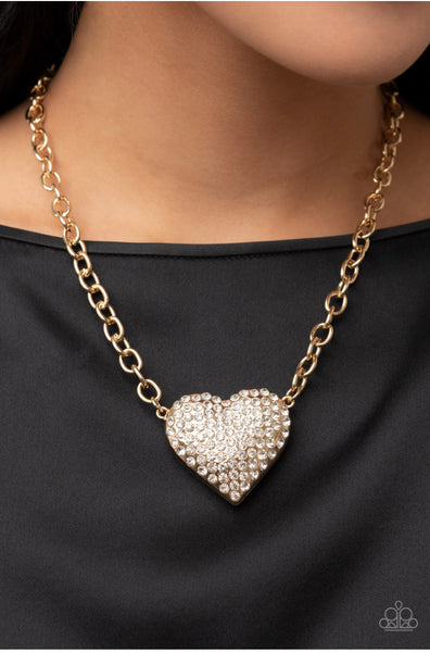 Heartbreakingly Blingy - Gold Necklaces