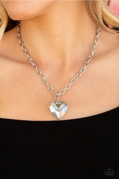 Flirtatiously Flashy Silver Necklaces-Lovelee's Treasures -heart,Jewelry,Necklaces,silver