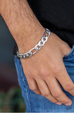 Paparazzi ~ Home Team- Silver Bracelets  Men-Lovelee's Treasures-bracelets,jewelry,men,paparazzi,silver