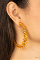 Paparazzi - In The Clear - Orange   Earrings  New Arrivals-Lovelee's Treasures-acrylic,earrings,jewelry,new arrivals,orange,standard post fitting