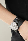 Flauntable Flirt - Black Bracelets New Arrivals-Lovelee's Treasures-adjustable snap closure,black,bracelets,heart,hearts,jewelry,leather,new arrivals