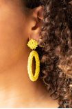 Be All You Can BEAD - Yellow  Earrings-Lovelee's Treasures-earrings,jewelry,new 5/25/21,seed bead,standard post fitting,yellow
